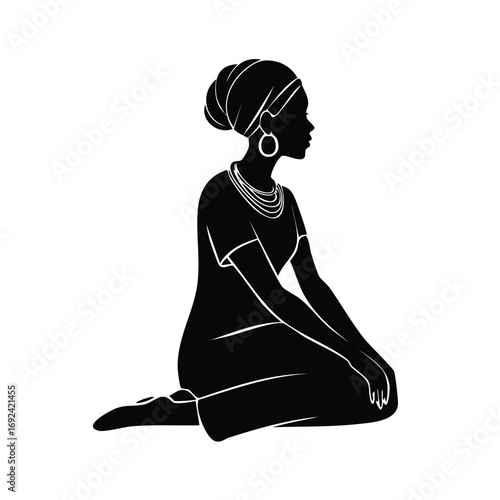 Elegant black silhouette of a woman in a yoga pose, a striking vector illustration of a peaceful and balanced body