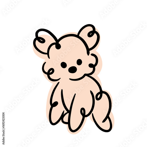 Cute doodles. Fluffy dog. Poodle, lapdog, spitz. Minimalistic illustration, children's print.