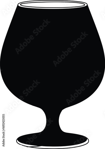 Bold silhouette of a classic brandy snifter glass, perfect for beverage or celebration concepts.
