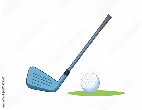 Flat 2D vector illustration of golf club with ball