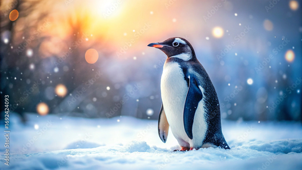 Fototapeta premium penguin on the snow