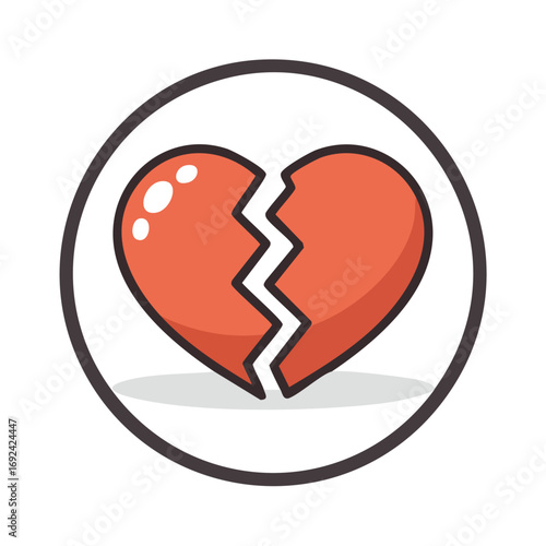 A cartoon illustration of a broken heart, symbolizing sadness, heartbreak, and emotional pain.