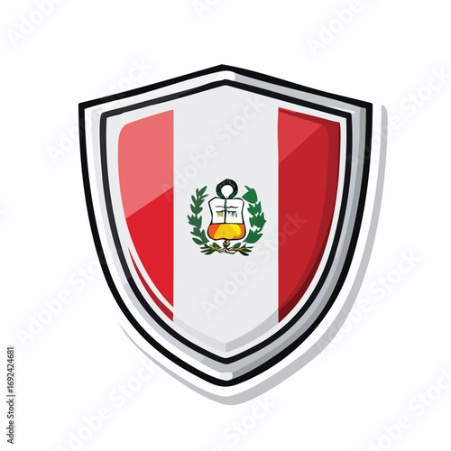 Peruvian shield emblem, featuring the Peruvian flag and coat of arms, in a stylized shield design.