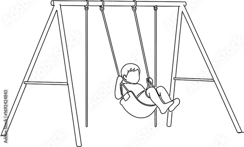 Child enjoying a gentle swing on a playground set, evoking feelings of simple joy and childhood freedom.