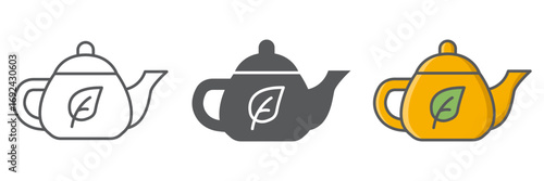 Herbal tea icon collection, drink and keto diet, teapot sign vector graphics, editable stroke linear icons