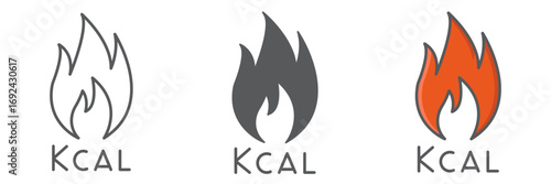 Calories burn icon collection, fitness and keto diet, fire sign vector set graphics, editable stroke linear icons