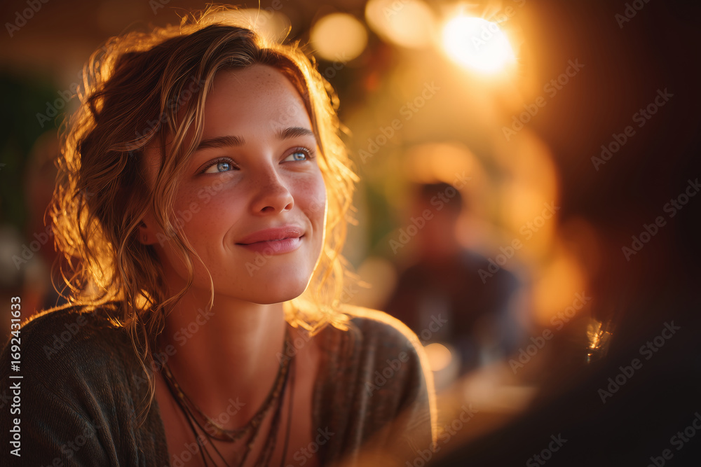 Fototapeta premium Warm moments of joy shared between loved ones during sunset glow