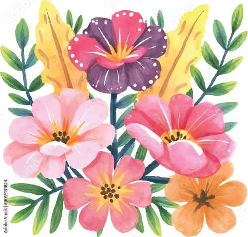 Watercolor flower for greetings invitations wedding party