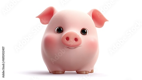 Pig emoji icon with matte pink textures and subtle light reflections