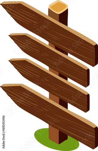 木製の道標のイラスト、ベクター素材、白背景、左向き
Wooden signpost illustration, vector material, white background, facing left
