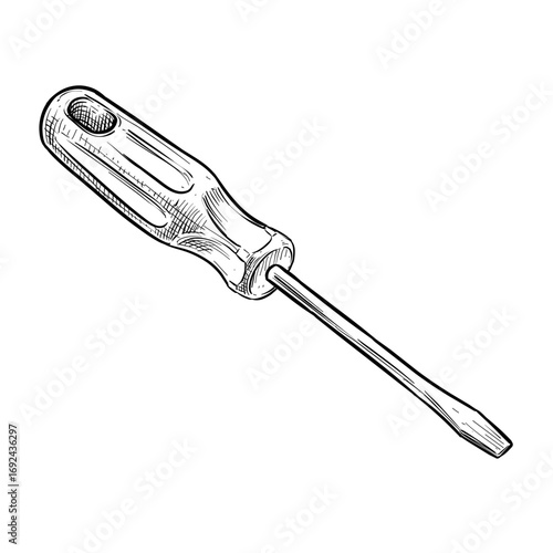 screwdriver vector line art hand drawn illustration