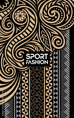 Tongan inspired Polynesian jersey, Abstract Ornamental Sport Fashion Design, Intricate Tribal Ornamentation on a Jersey Design, Tribal Jersey Vector, club players Jersey,,  traditional ethnic design 