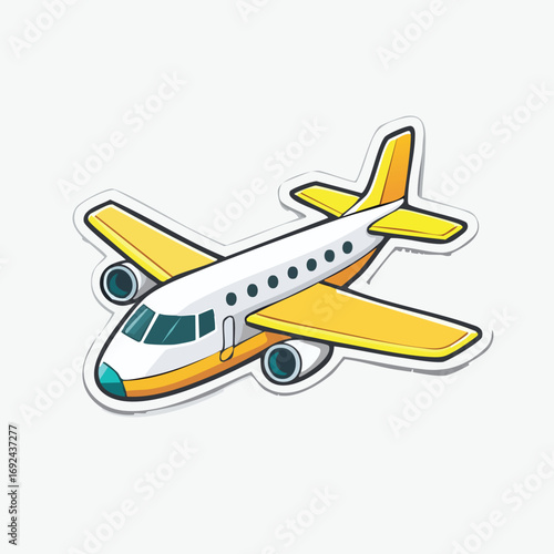 Vector illustration of an airplane taking off from a runway, representing commercial aviation and air travel