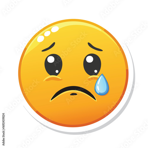 A yellow emoji with a sad expression, featuring a downturned mouth and a single tear.