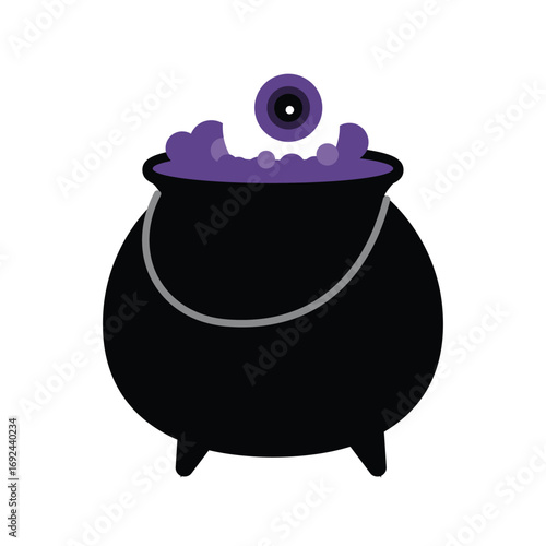 Witch cauldron with bubbling eyeball potion.