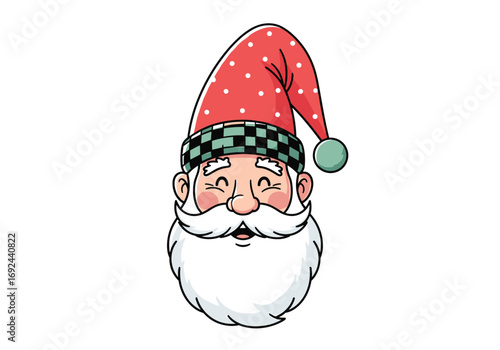 Charming santa claus face with festive hat and jolly expression for holiday celebrations
