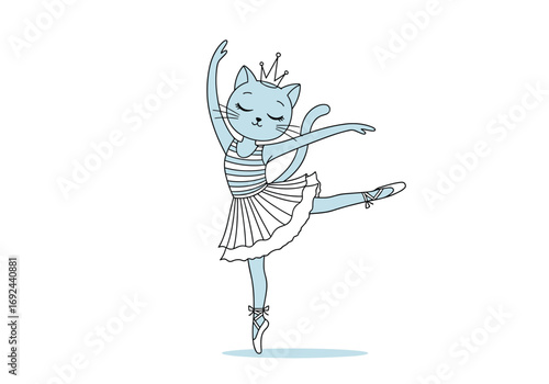 A graceful feline dancer performs a stunning ballet pose with elegance and poise