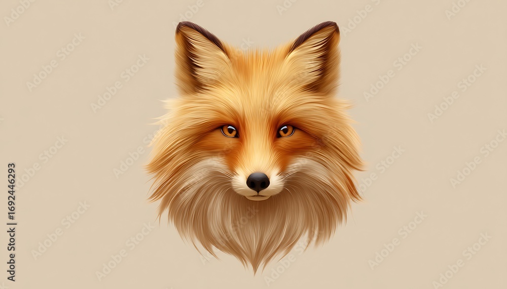 Obraz premium Fox face emoji icon in warm forest tones with fine fur highlights