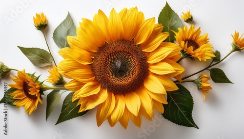 Wallpaper Mural beautiful sunflower isolated on white background Torontodigital.ca