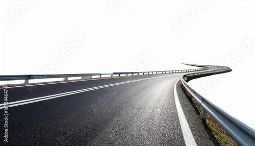 winding asphalt road isolated on white background