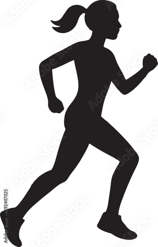 Female runner silhouette, athletic woman jogging, active lifestyle, sport and fitness concept
