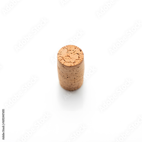 Single Natural Wine Cork Isolated White