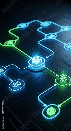 Interconnected Network - A Visual Representation of Data Flow and Connectivity.