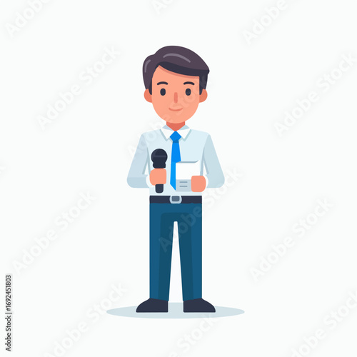 Illustration of a reporter broadcasting news