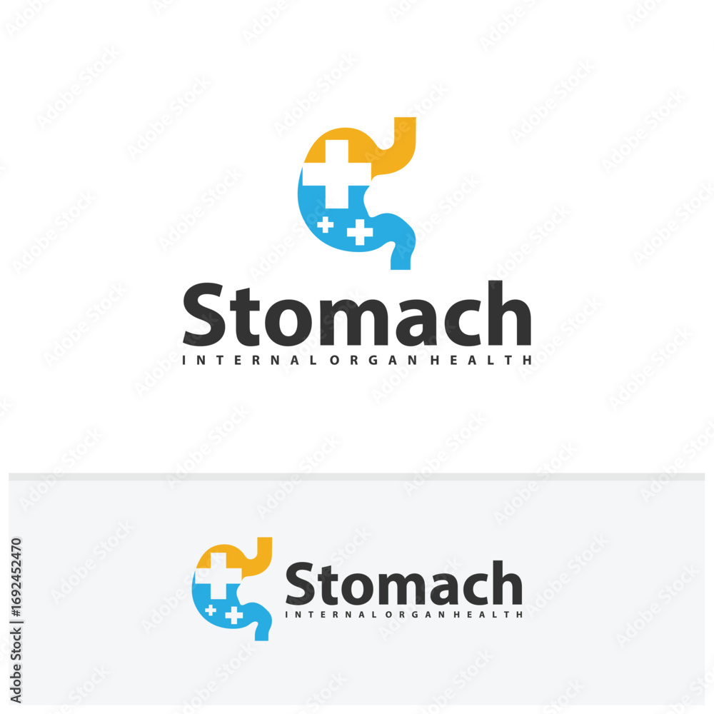 Fototapeta premium Plus Stomach logo vector. Simple vector logo design for medical human health.