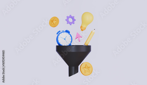 Online marketing conversion rate, Funnel generation sales, Business filter, E-commerce concept