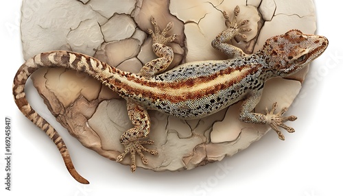 Lizard emoji icon with patterned earthy skin and rock-textured background