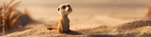 Meerkat emoji icon standing on sandy surface with detailed light shadow