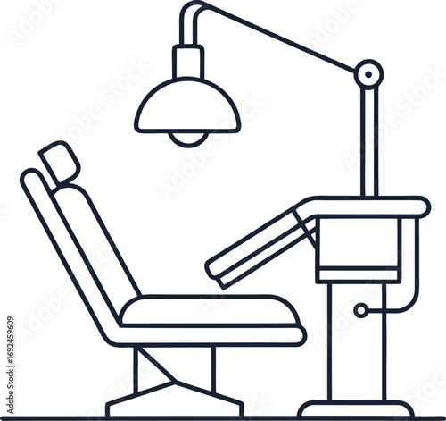 dental chair outline vector illustration on white background.