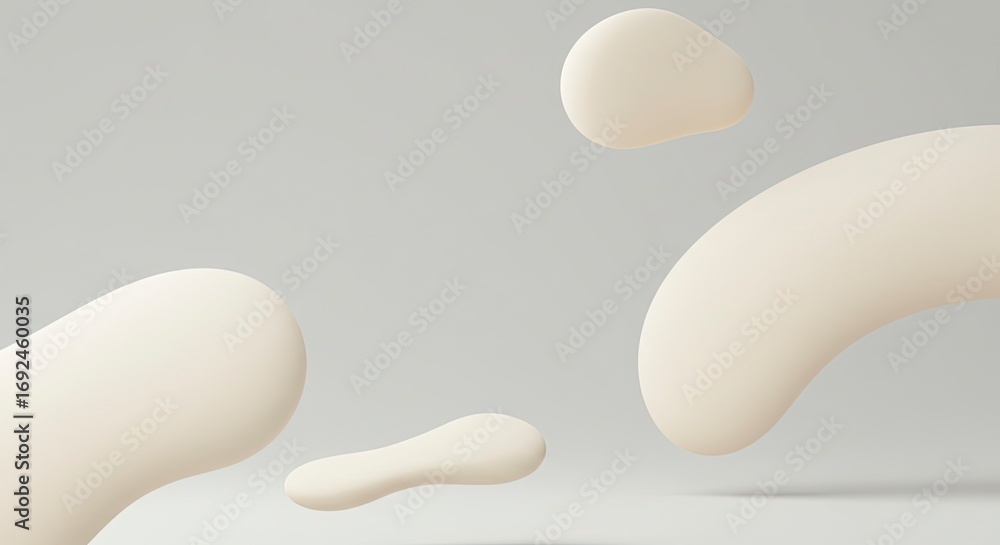 Fototapeta premium Abstract Forms in Soft Beige, Floating in a Minimalist Setting