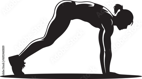 Fit woman silhouette performing plank exercise for strength training and fitness routine