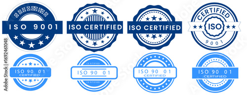 ISO Certified icon, ISO 9001,  standard from the International Organization for Standardization, icon 