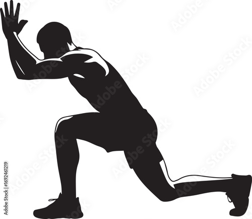 Dynamic silhouette of a fit athlete performing a strength training exercise push motion