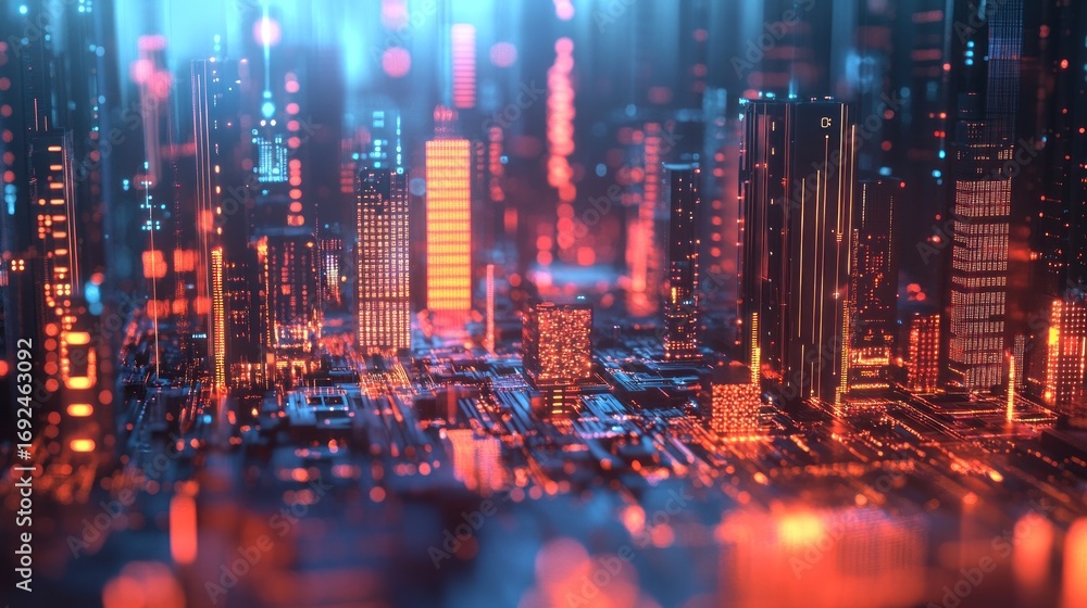 Obraz premium Futuristic digital city
