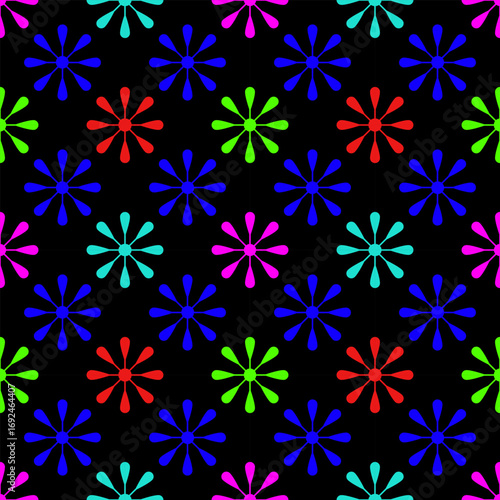 Seamless pattern for colorful flowers for textile, wallpaper, scene, card, background, scene, towel.