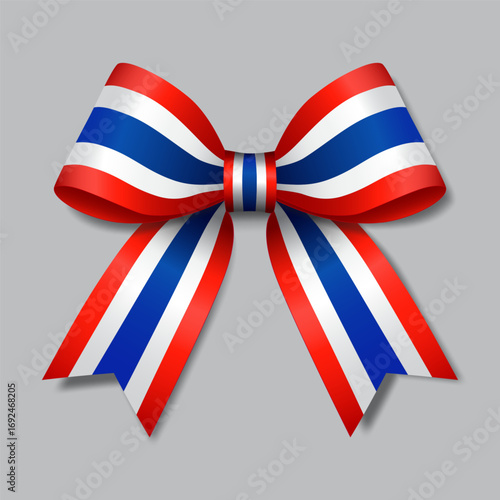 3d stripe ribbon bow with Thailand national flag colors vector illustration