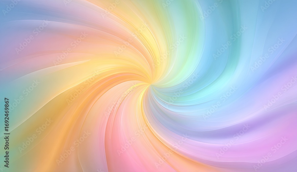 Obraz premium Abstract swirl of pastel colors. A vibrant, swirling vortex of soft pastel hues, including pinks, yellows, blues, and purples. Gentle gradients create a dynamic, flowing effect