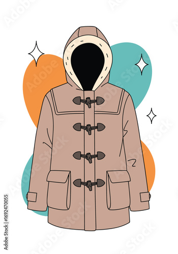 Cozy hooded duffle coat with toggle closures perfect for cold weather adventures