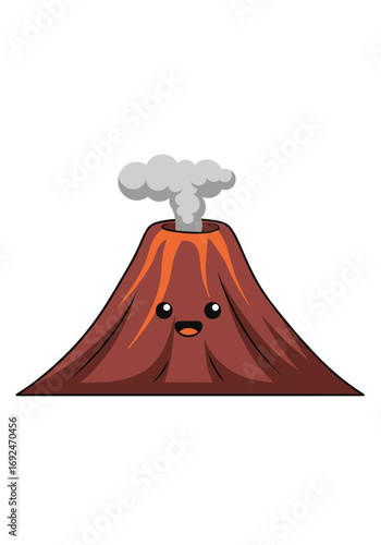 Cute cartoon volcano erupting with smoke and fire a joyful geological wonder