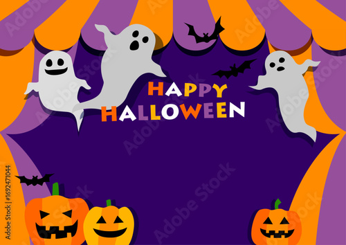 ハロウィンの壁紙背景素材　お化けとカボチャとテント