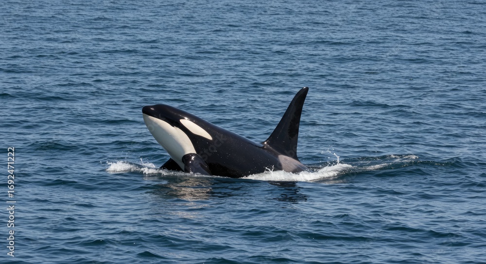 Fototapeta premium Orca whale emerging from water