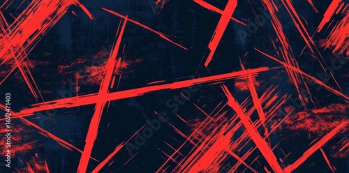 This modern background features a seamless pattern of abstract urban art with a sport style, incorporating funky geometric graffiti elements in neon red and black with chaotic shapes and lines,