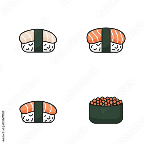 Assorted cartoon sushi