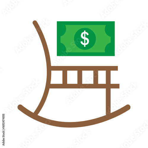 Rocking chair with green dollar bill (left-facing)