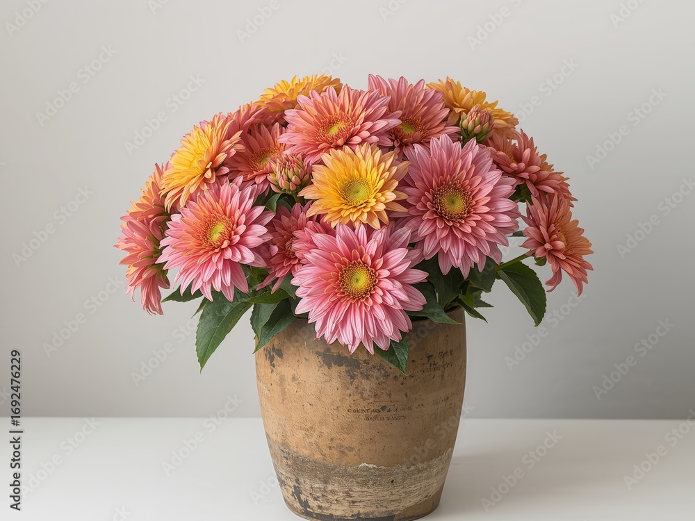 custom made wallpaper toronto digitalFloral Abstraction. Soft Petals in Earthy Vessel, a Study of Color and Texture.