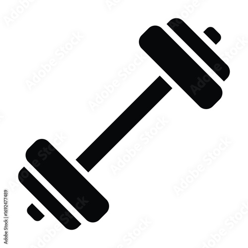 Solid black silhouette of a dumbbell. Perfect for fitness, gym, strength training, or workout design projects.